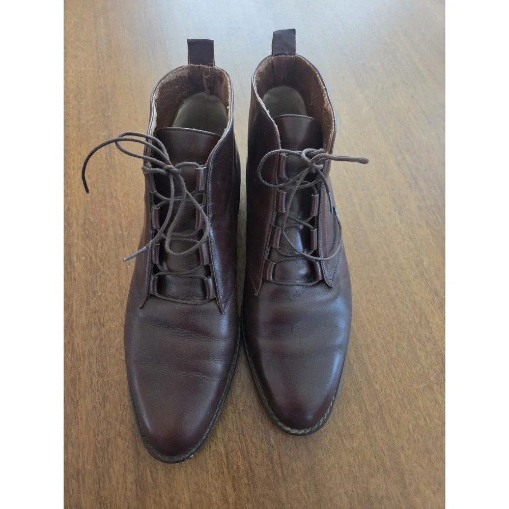 Vtg Bandolino Leather Ankle Boots Women's 7.5 N Brown 90s Chukka Lace Up
